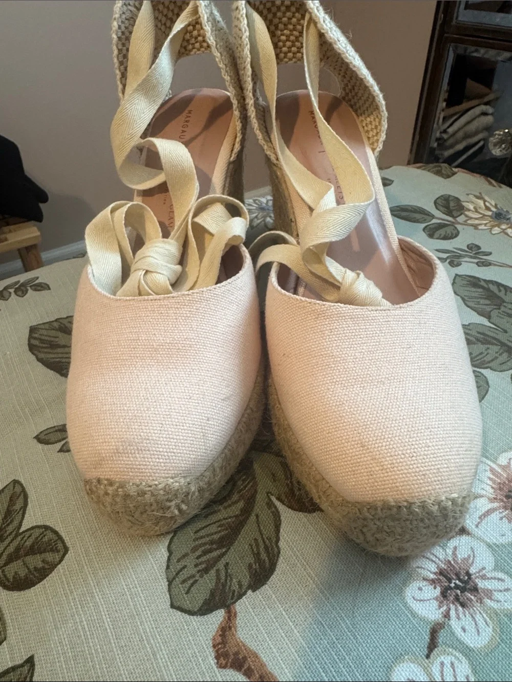 Margaux Cream Espadrille Wedge Sandals with Tan Jute